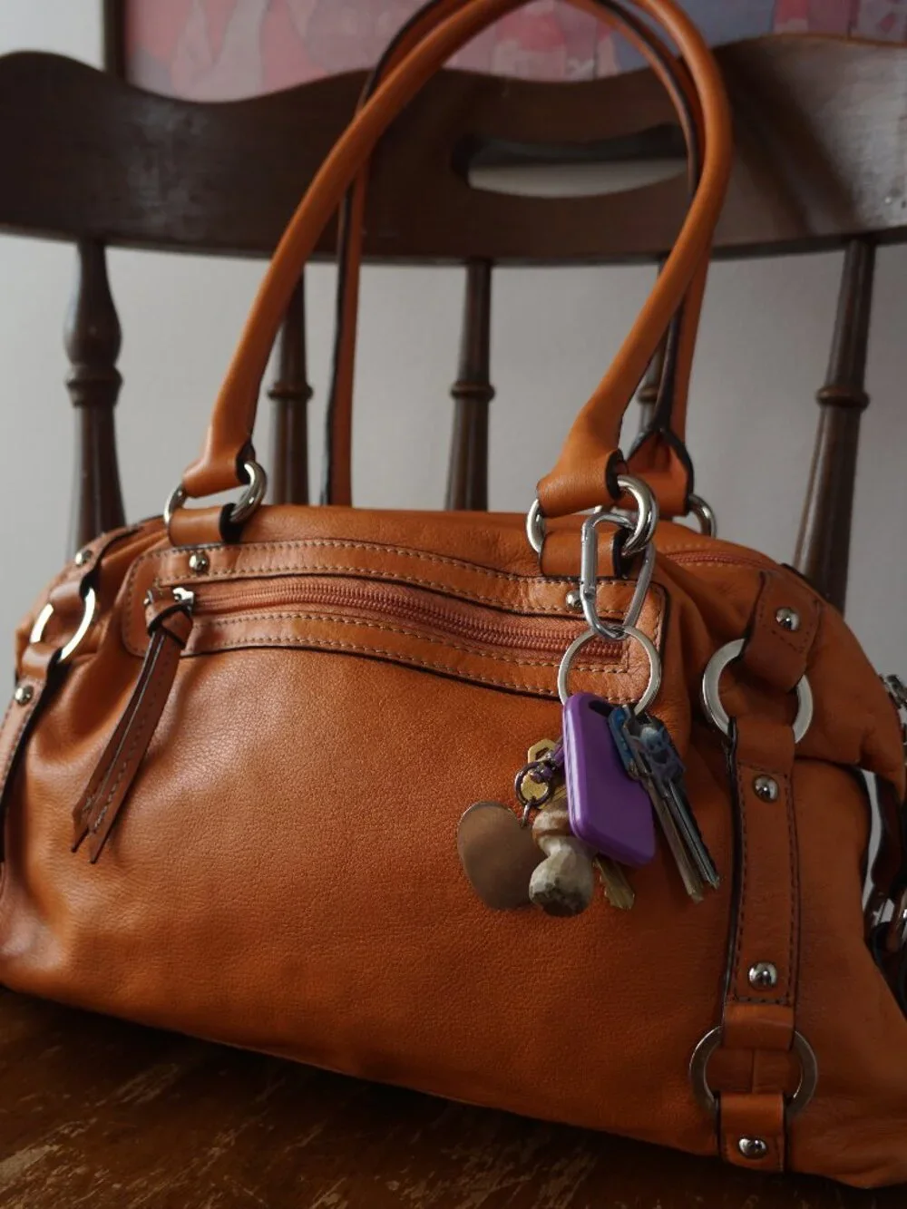 Tignanello Orange Genuine Leather Shoulder Bag